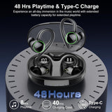 Wireless Earbuds, Bluetooth 5.4 Headphones Sport, Over Ear Buds With ENC Noise Cancelling Mic, 48H, Wireless Earphone With Earhooks, Stereo Deep Bass, IP7 Waterproof Headset for Workout Running, Black