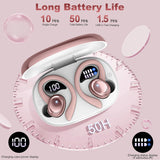Wireless Earbuds Sport, New Bluetooth 5.4 Headphones with Earhooks, 50H Stereo Deep Bass Over Ear Buds with 4 ENC Noise Canceling Mics, IP7 Waterproof Earphones for Running Workout Gym -Rose