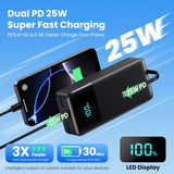 Portable Charger 50800mAh Power Bank with 3 Built in Cables,25W PD QC4.0 Fast Charging USB C Battery Pack,6 Outputs 2 Inputs Travel Essentials Portable Phone Charger for iPhone 17/16/15,Google,Android