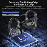 Wireless Earbuds, Bluetooth 5.4 Headphones Sport, Over Ear Buds With ENC Noise Cancelling Mic, 48H, Wireless Earphone With Earhooks, Stereo Deep Bass, IP7 Waterproof Headset for Workout Running, Black