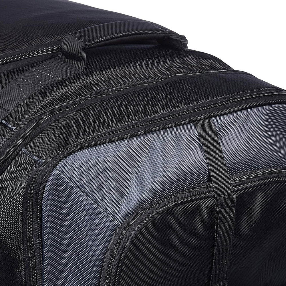 Black Leather Trim Wheeled Sports Duffel Bag
