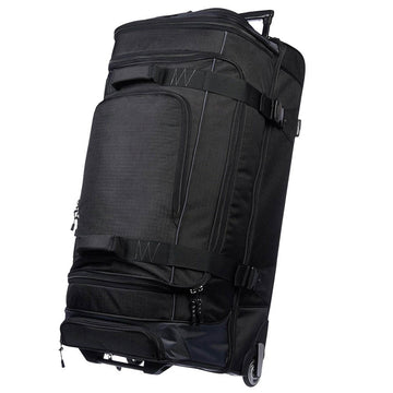 Black Leather Trim Wheeled Sports Duffel Bag