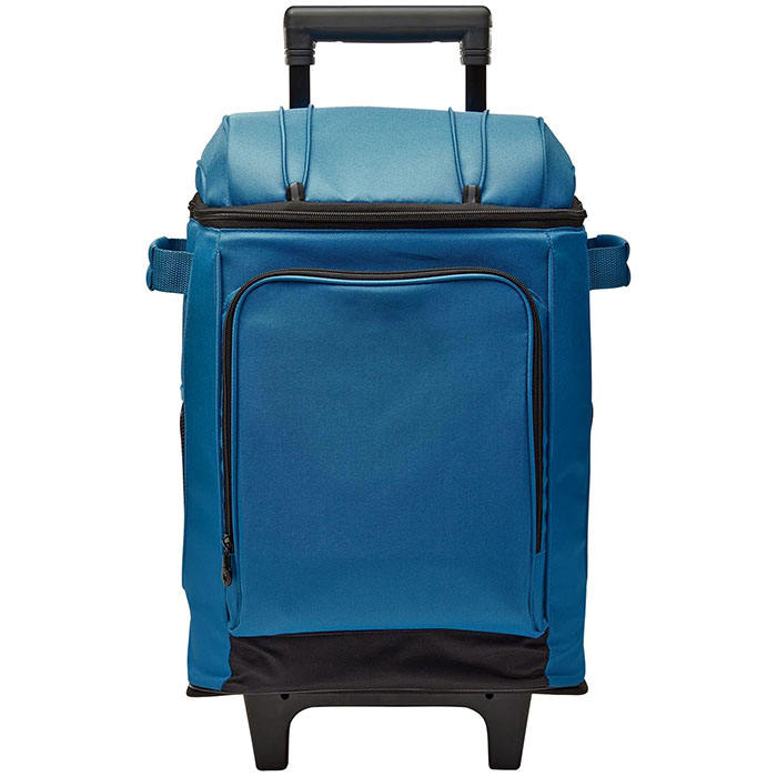 Blue Wheeled Leather Accent Insulated Cooler Bag
