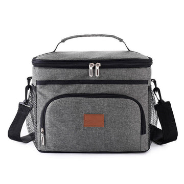 Grey Insulated Lunch Cooler Bag , Multi-Zipper Portable Picnic Storage Bag
