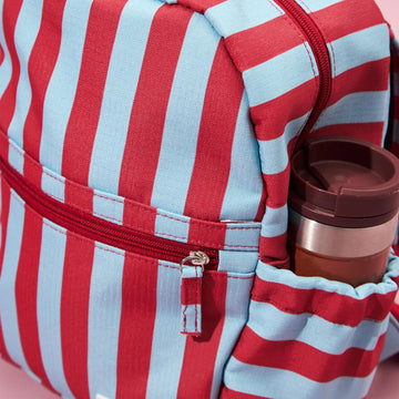 Red Blue Stripe Kids Mini Leather Accent Backpack