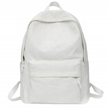 White Canvas Multi-Pocket Daily Backpack Bag