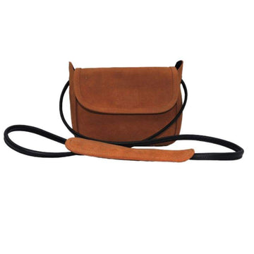 Brown Leather Magnetic Flap Mini Saddle Crossbody Bag